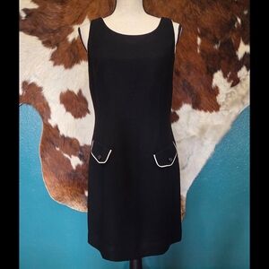 Evan Picone Black Mini Dress with Pocket Accents
